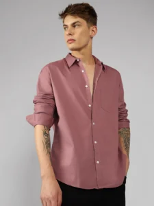 Men's Solid Dusty Pink Casual Shirt